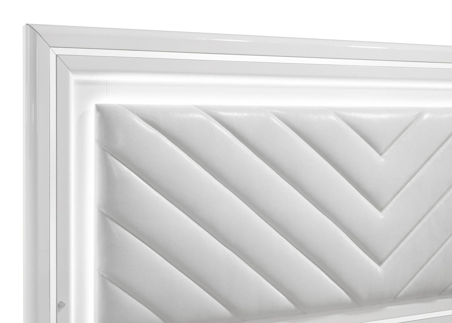 Cassia Queen LED Panel Bed White High Gloss