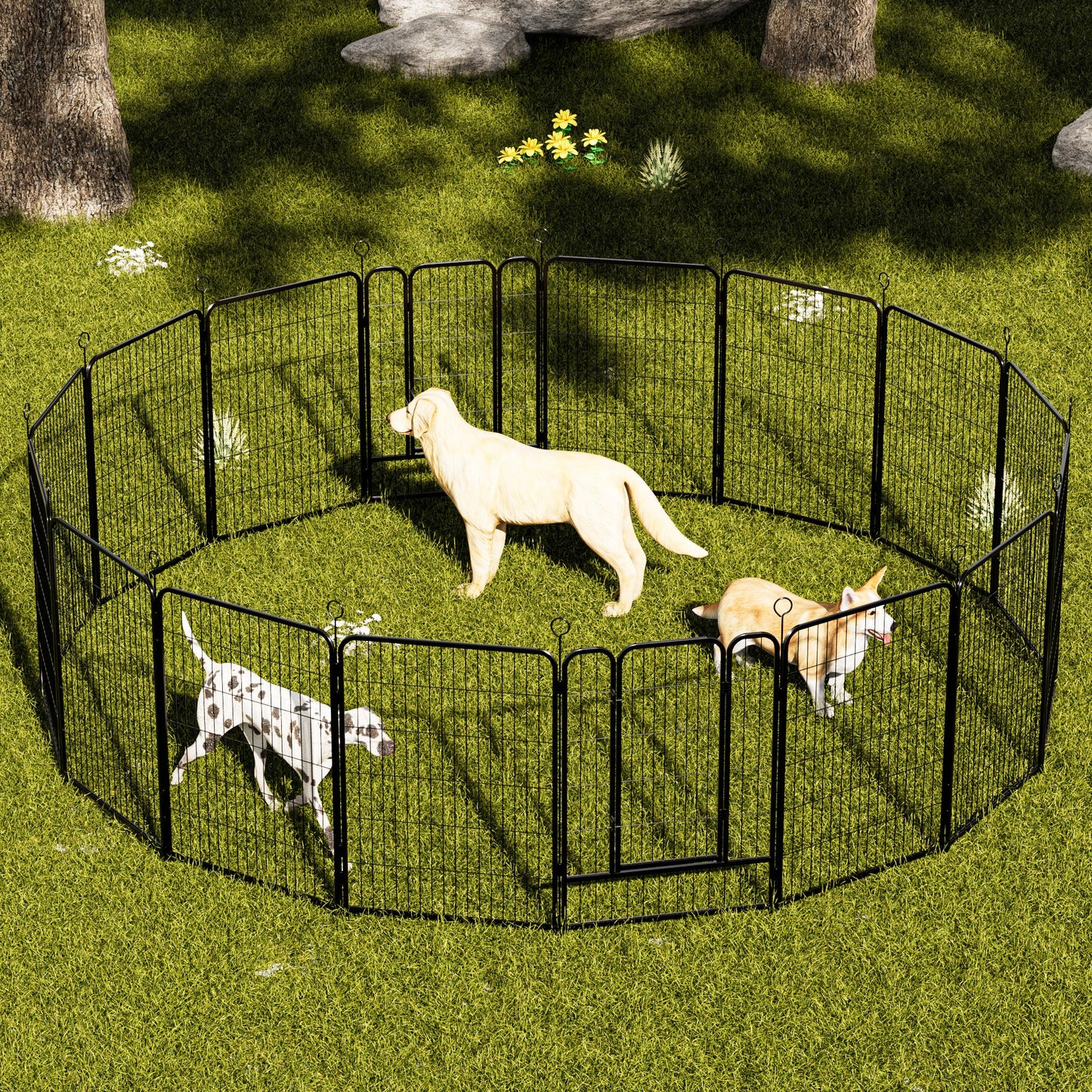 Dog Playpen 40 Inch - 16 Panels Heavy Duty Metal Pet Exercise Pen