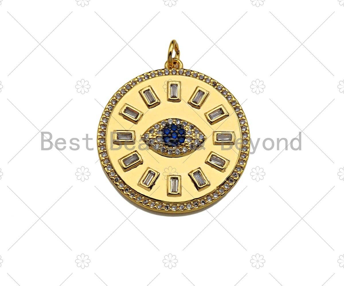 Bagutte CZ Micro Pave Evil Eye Large Pendant/Charm,Cubic Zirconia Charm, Necklace Bracelet Charm Pendant,26x28mm, Sku#L425