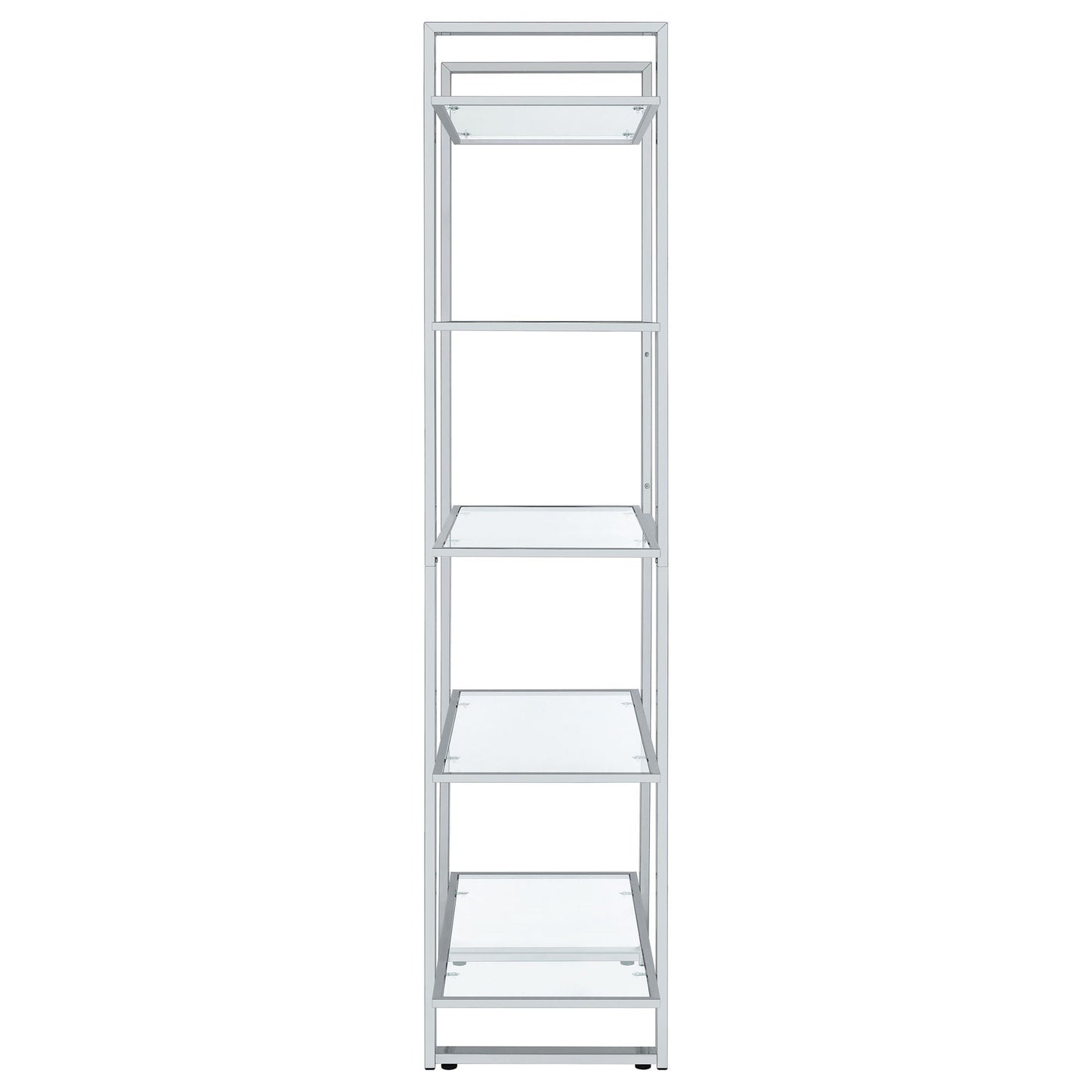 Hartford 79-inch 5-shelf Glass Bookshelf Chrome