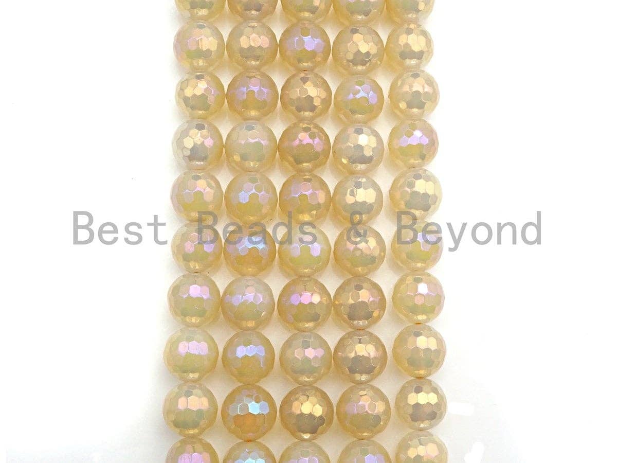 NEW Mystic Plated Natural Golden AB color Agate beads, 6mm/8mm/10mm/12mm Agate, 15.5" Full Strand, Sku#U755C