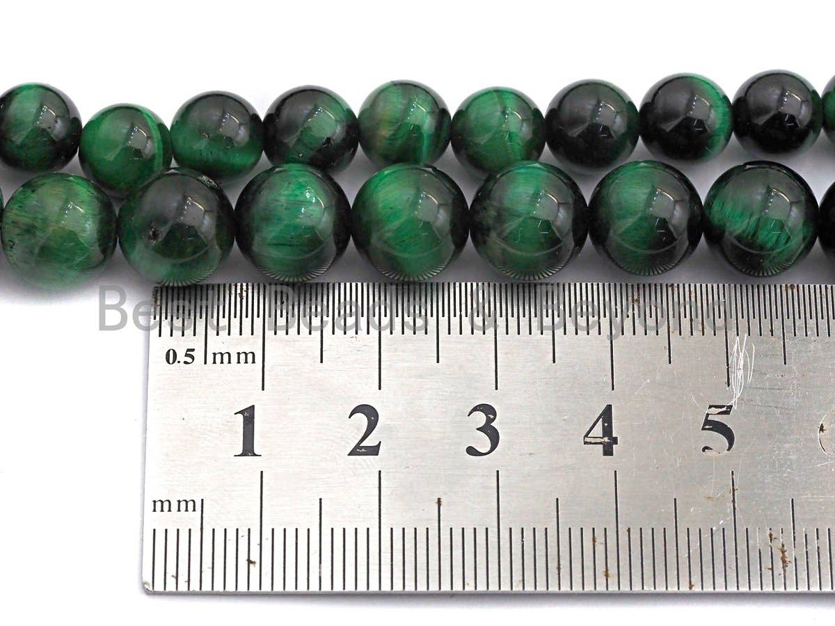 Green Tiger Eye Attachment Necklace with Large CZ Pave Gunmetal clasp, 18 long, sku#D37