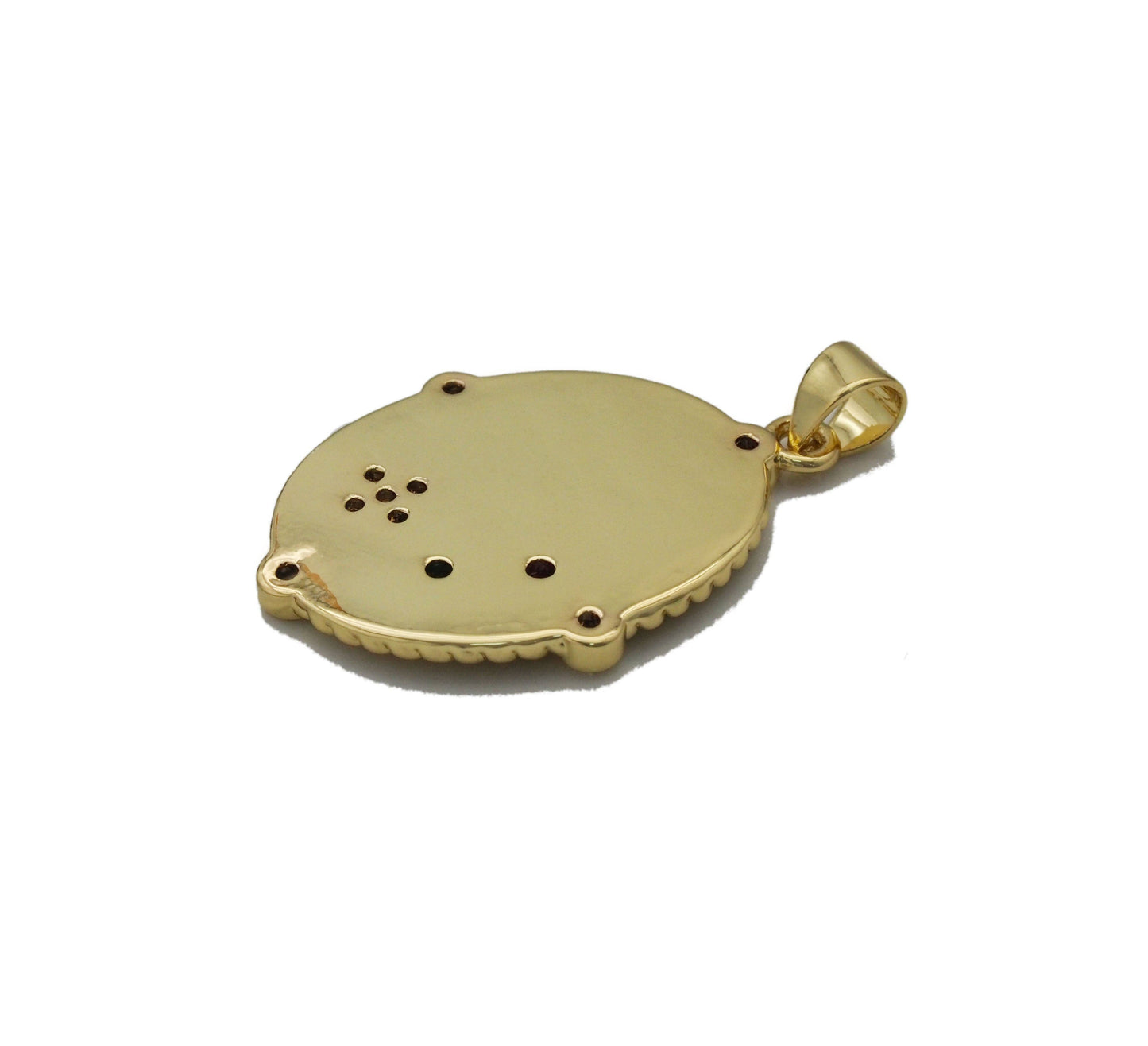 Colorful CZ Gold Joy is yours Oval Medallion Charm, Sku#LK761