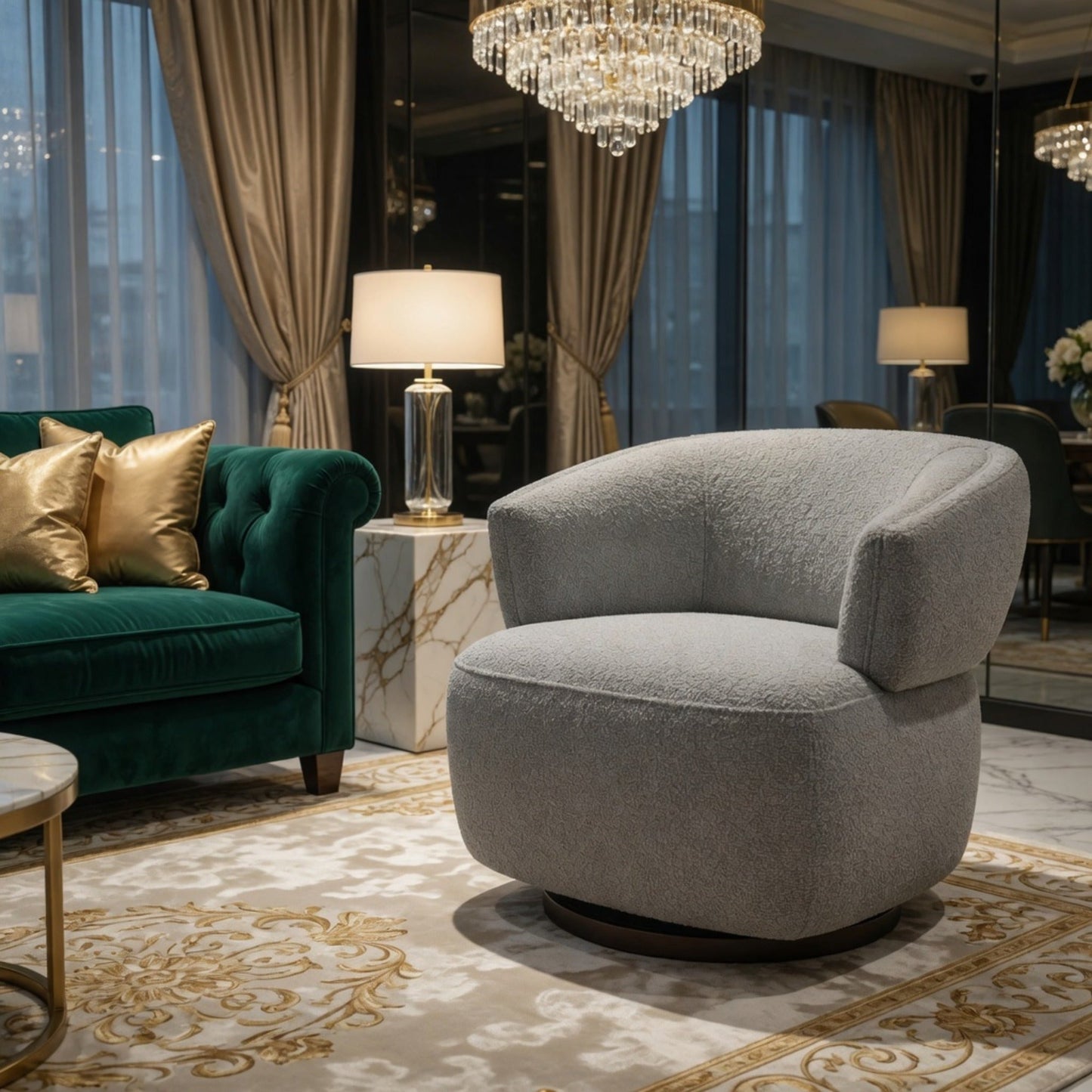 32" Swivel Barrel Accent Chair