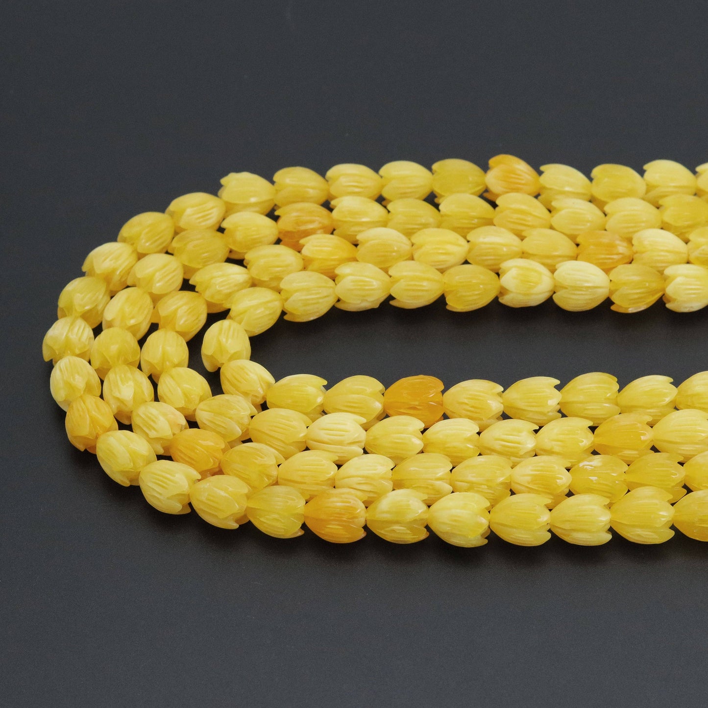 10x12mm Yellow Tulip Resin Beads, Sku#U2039