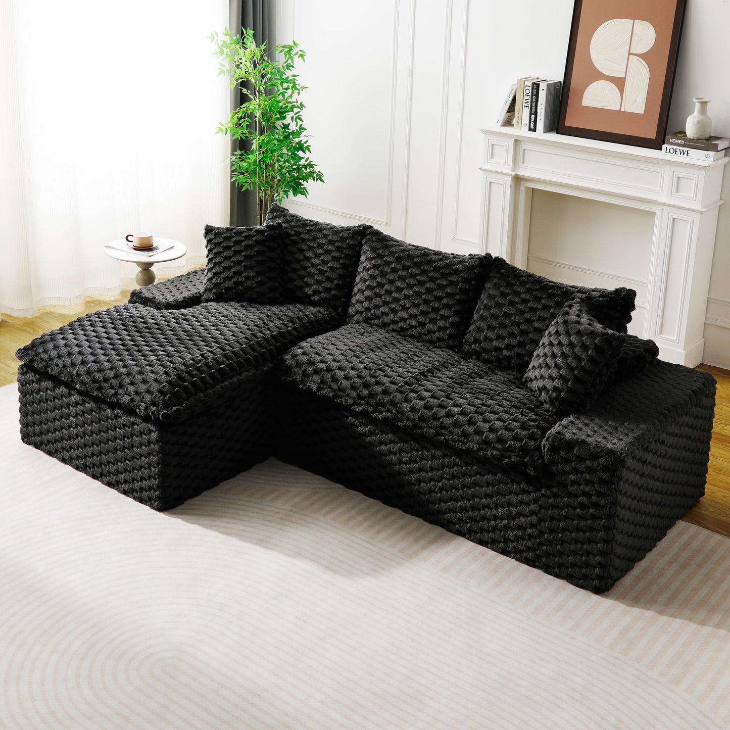 Black Turtle Velvet Versatile Sofa