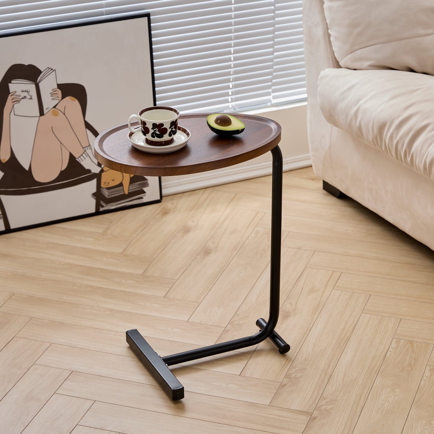 Brown C-shaped Side Table