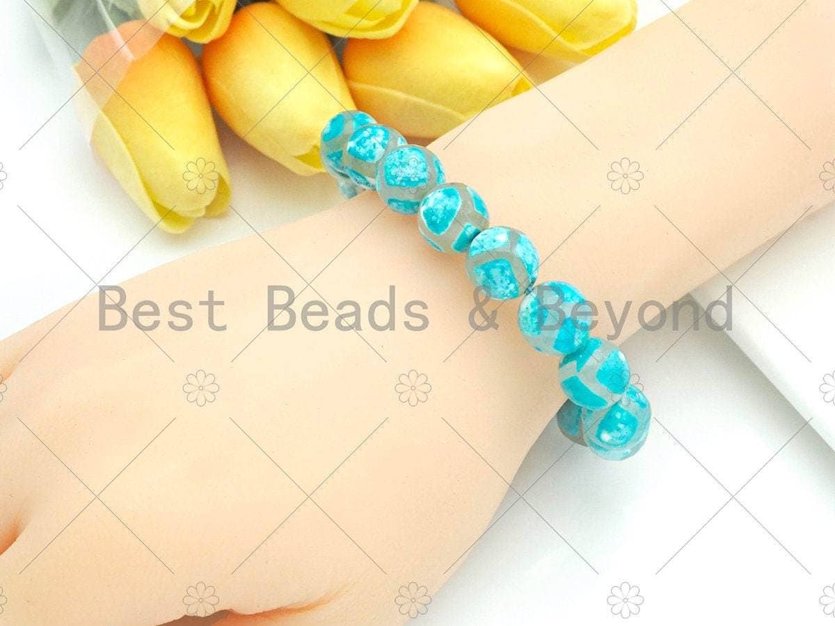 Blue Tibetan Agate Stretchy Bracelet, Sku#U1126