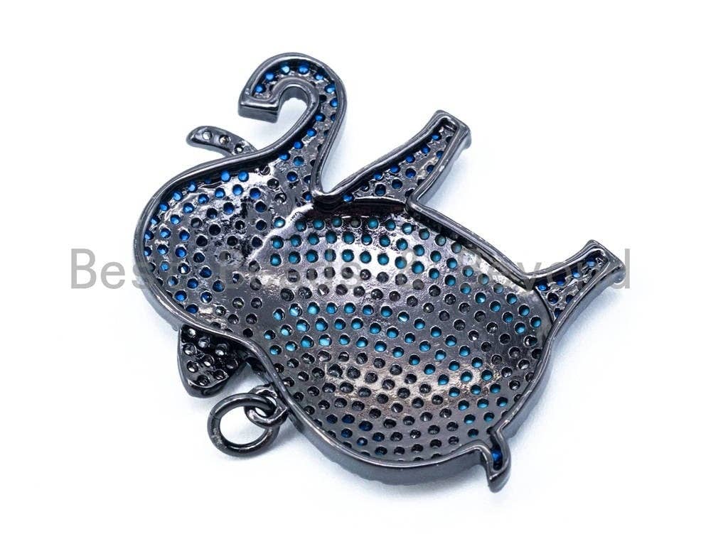 CZ Micro Pave Turquoise Cobalt Elephant Pendant/Charm, sku#L23C