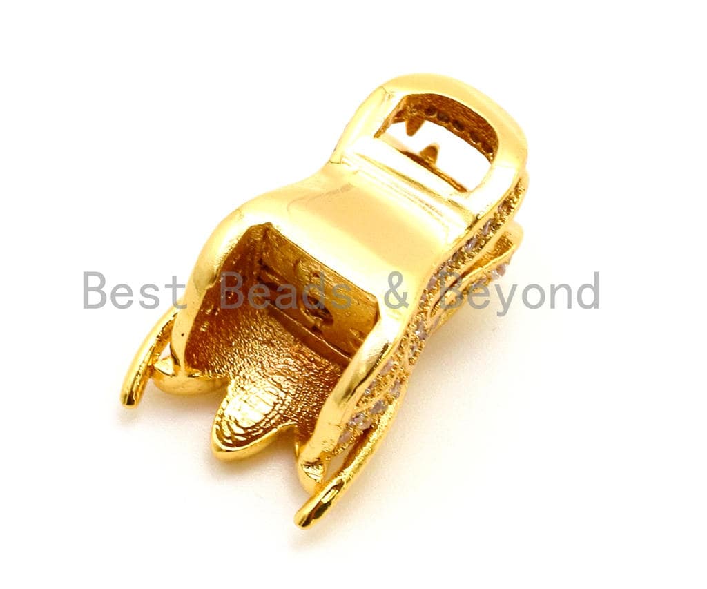 CZ Micro Pave Dragon Head Animal Beads, Cubic Zirconia Spacer Beads, Men's Bracelet Beads, CZ Pave Charms, 18x10mm, sku#G100
