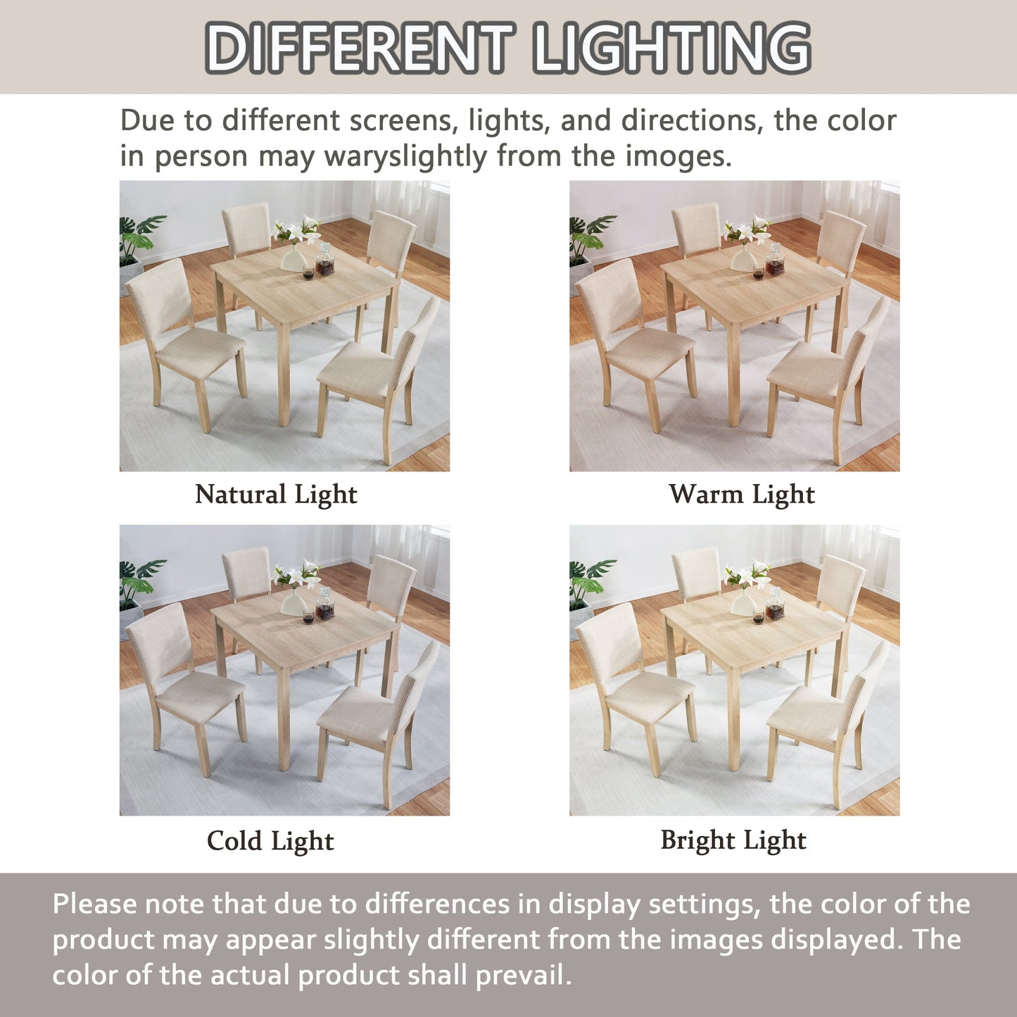 Modern 4 Person Dining Table Set with 4 Chairs