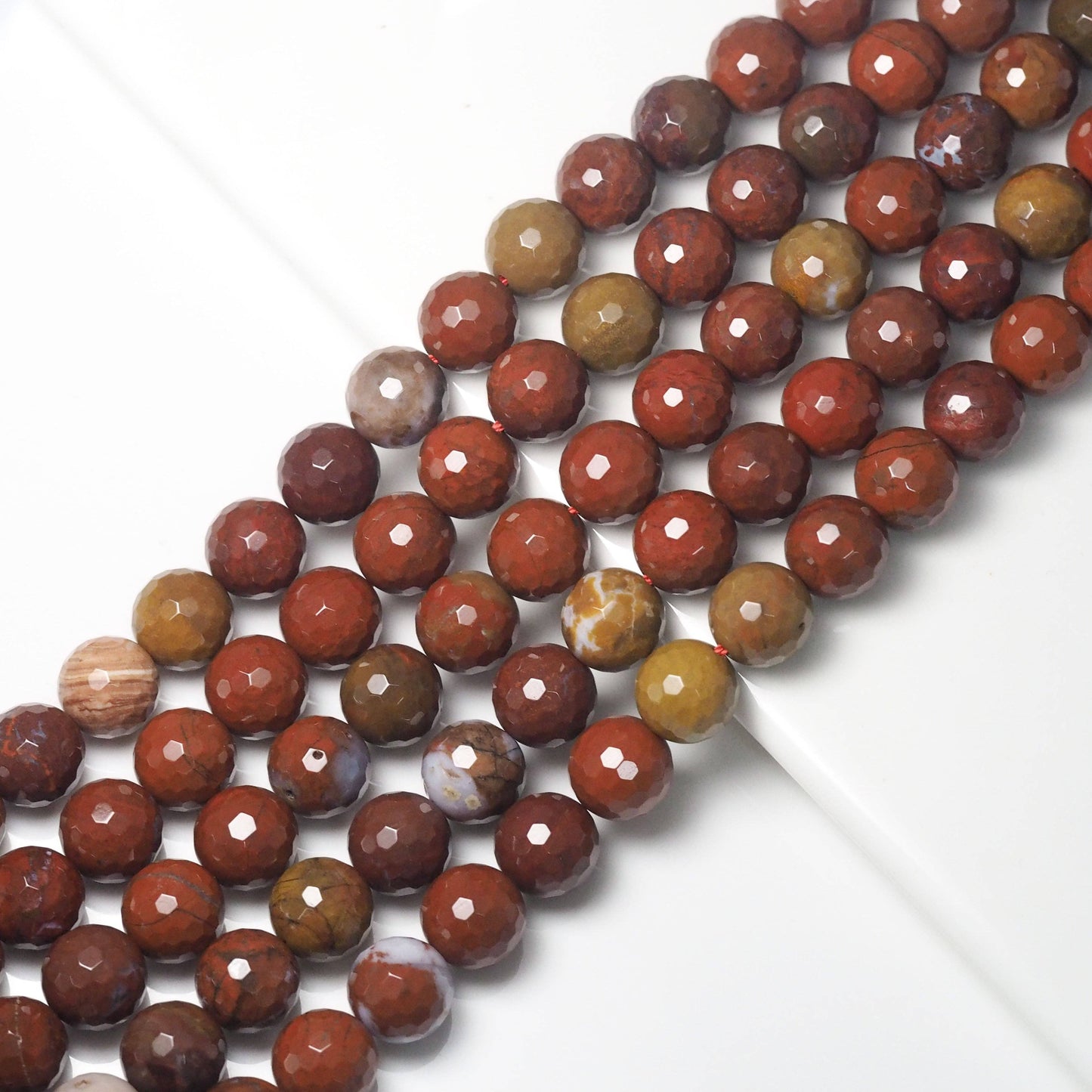 Genuine Red Yellow Agate Round Faceted Beads, Sku#U1748