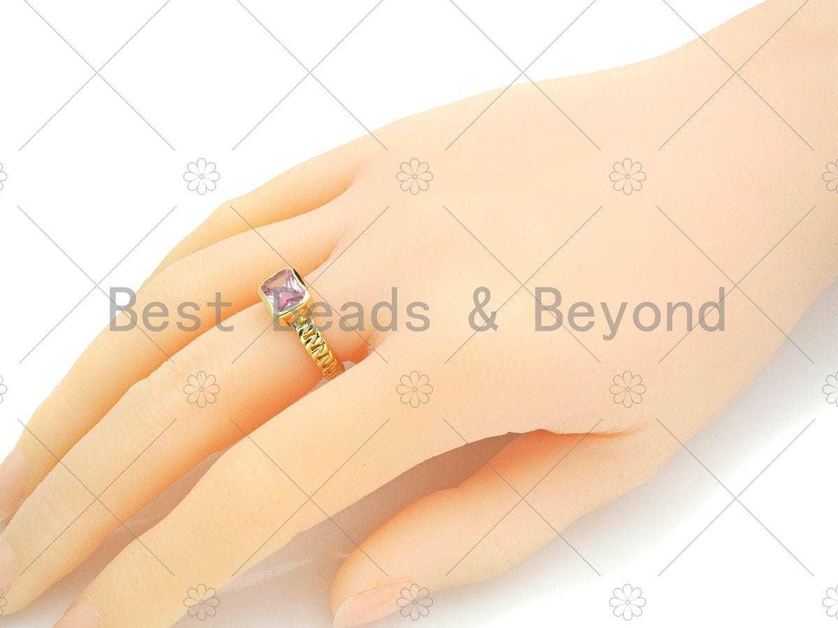 Gold Colorful Big CZ Adjustable Ring, Sku#LK368