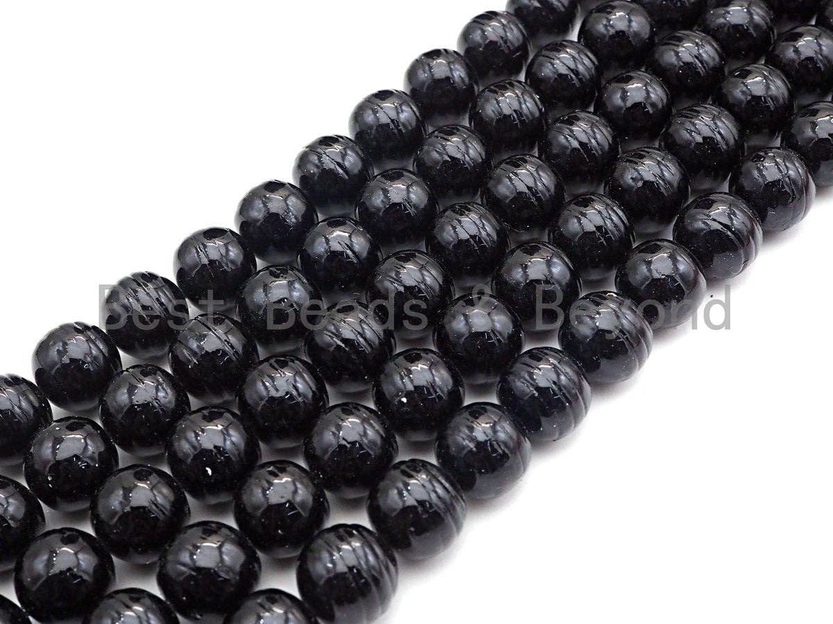Mother of Pearl Craved Round beads, Orange Mother of Pearl, Black Mother of Pearl, 14mm, sku#T126