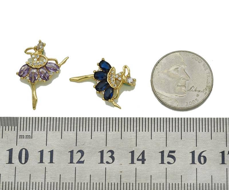 Colorful CZ Ballet Dancer Charm, Sku#JL116