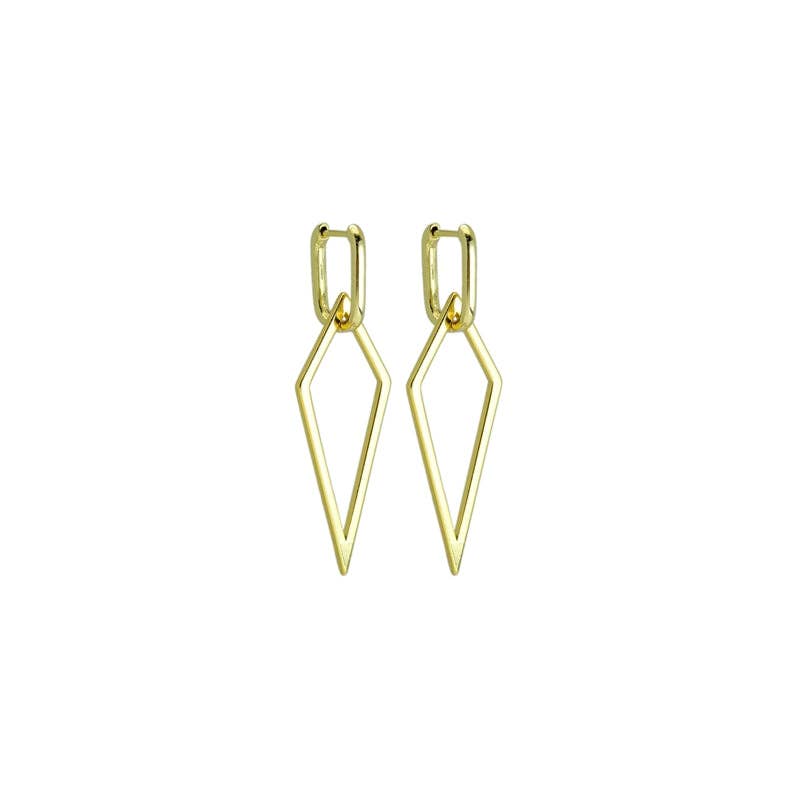 Gold Kite Frame Triangle Shape Stud Earrings, Sku#A268