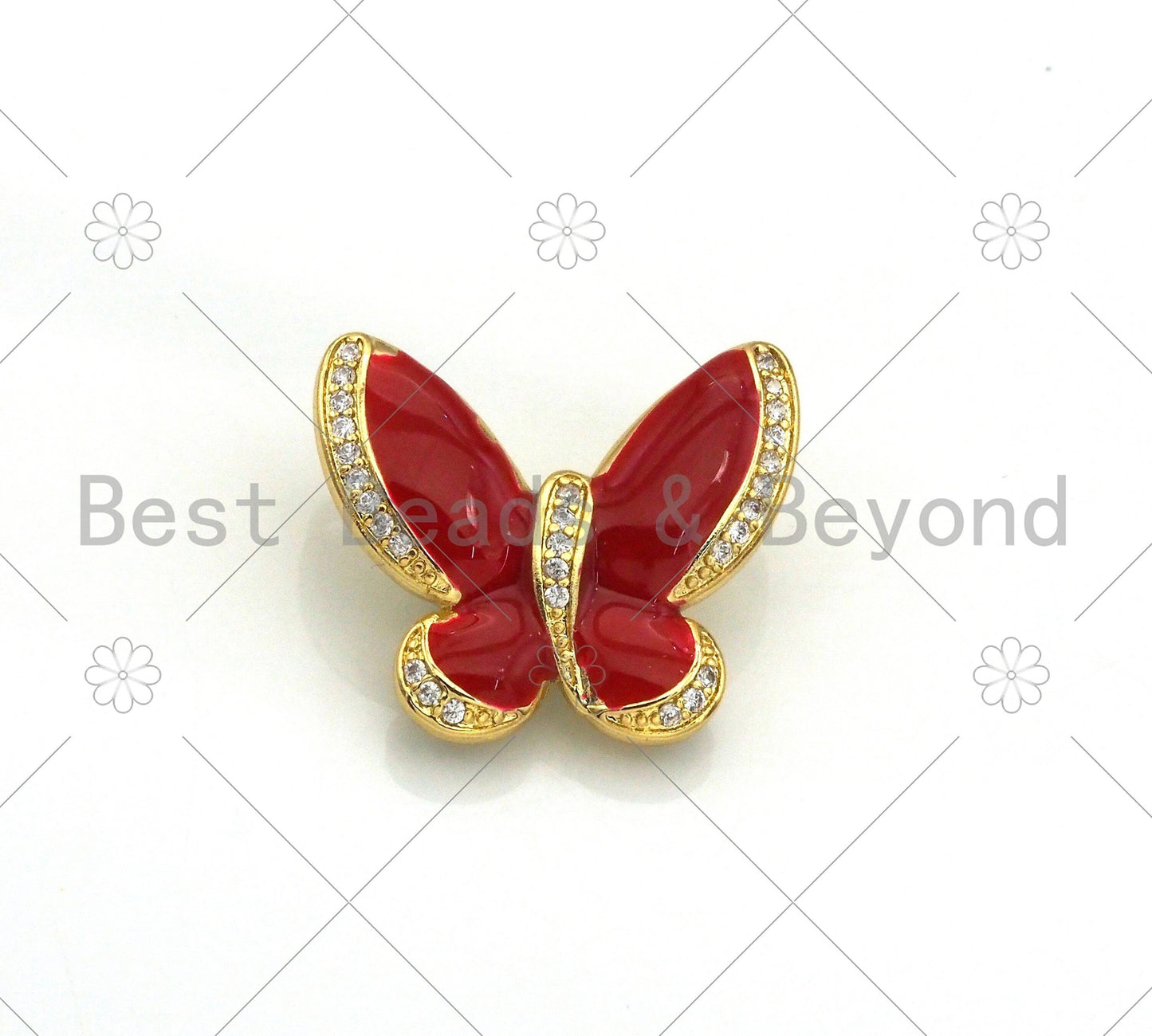 Colorful Enamel CZ Micro Pave Butterfly Pendant, 18K Gold Filled Enamel Butterfly Pendant, Pave Enamel Jewelry,25x24mm,Sku#LK369