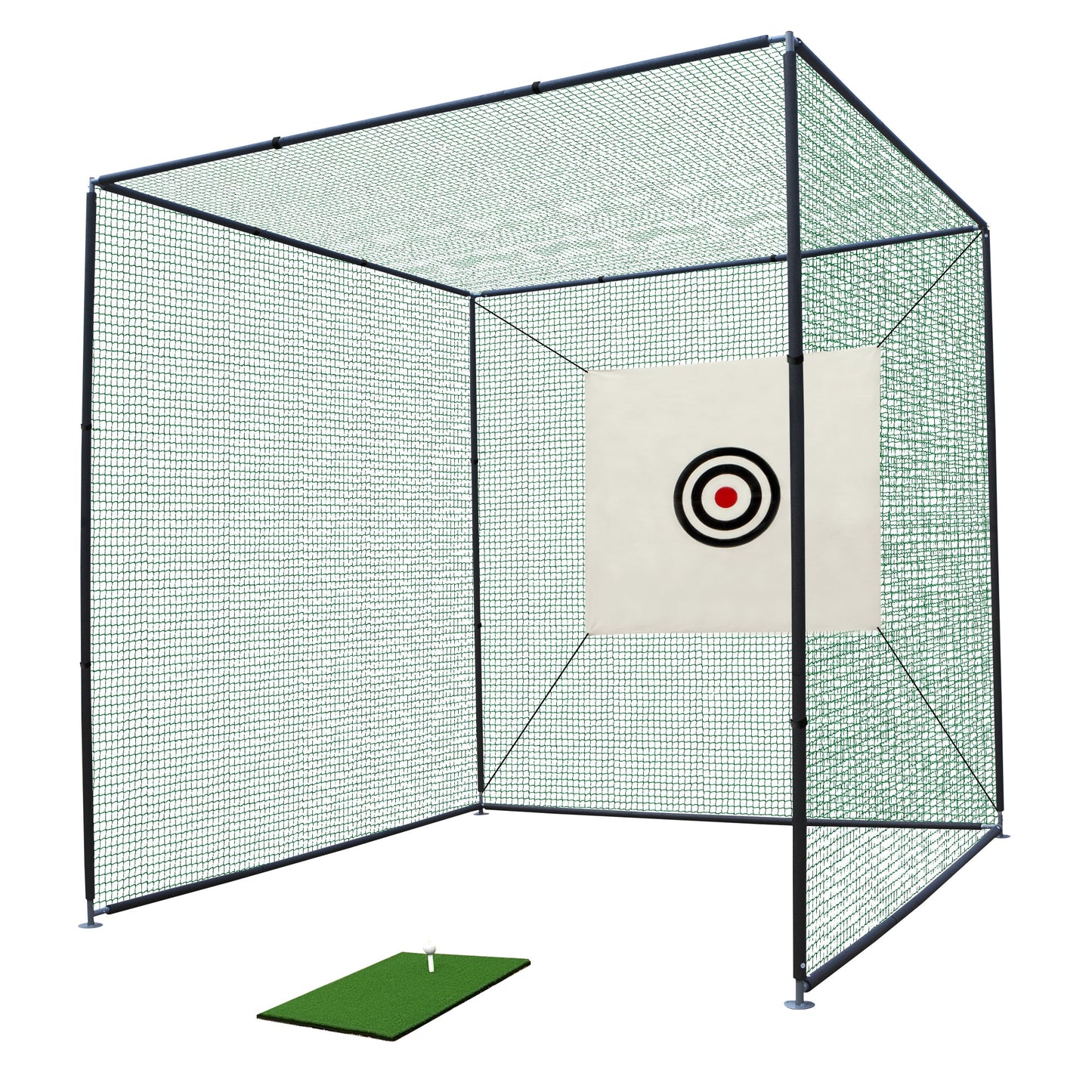 10x10x10ft Golf Practice Net Cage with Metal Frame Hitting Net Kit