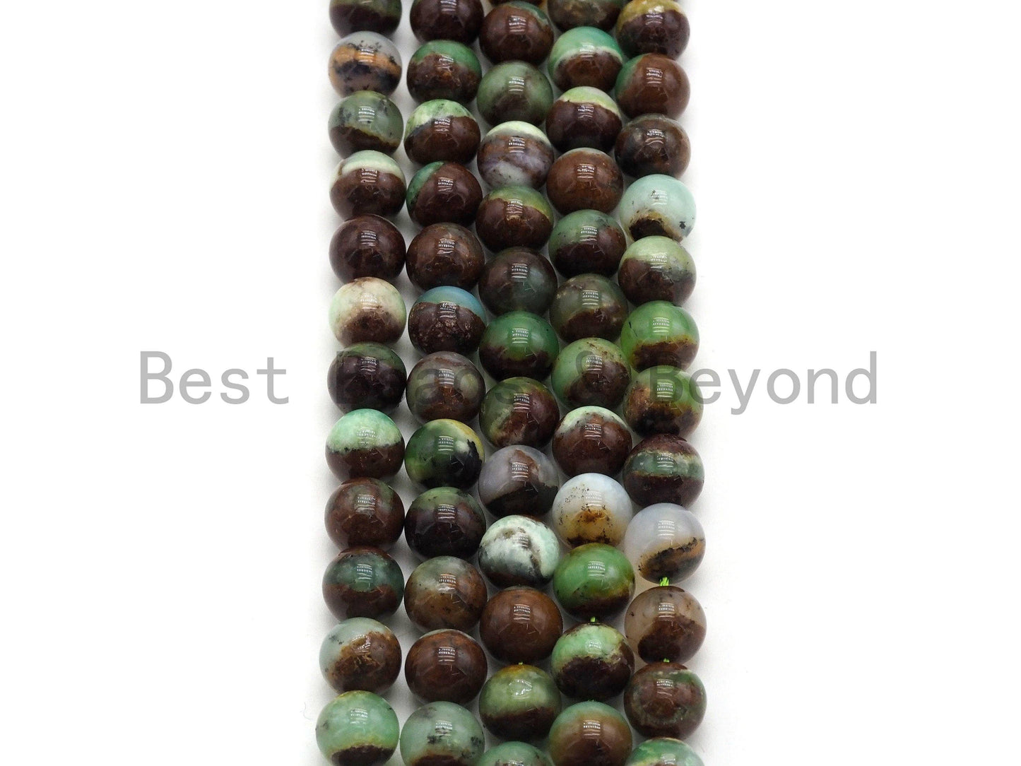 High Quality Chrysoprase  Round Smooth Beads, 8mm/10mm/12mm Beads,Green Brown Gemstone Beads, 15.5'' Full Strand, SKU#U434