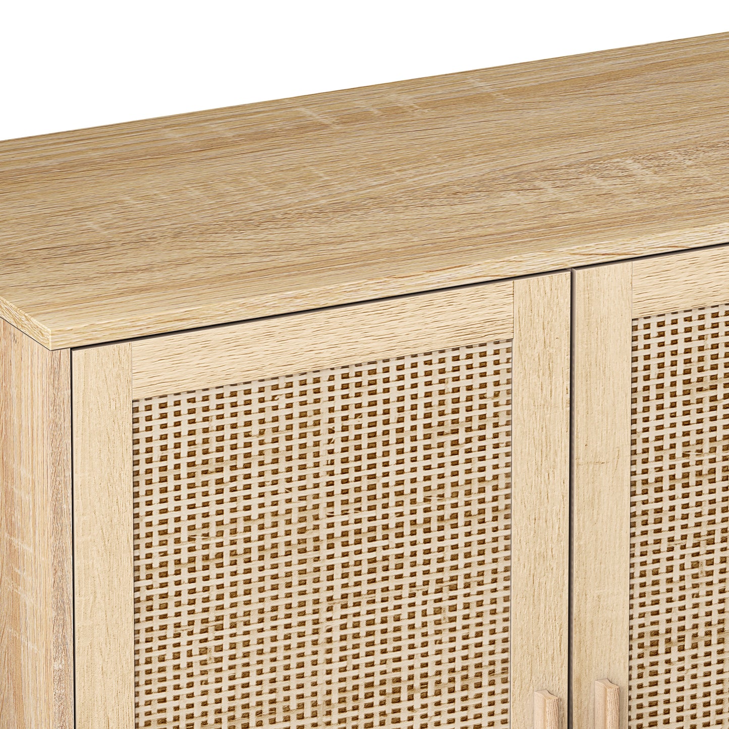 Elegant and Functional 4-Door Rattan Decorative Storage Cabinet