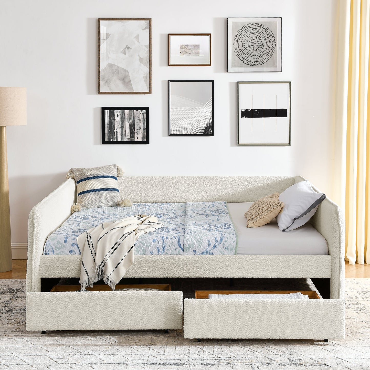 Daybed with Trundle Upholstered Tufted Sofa Bed