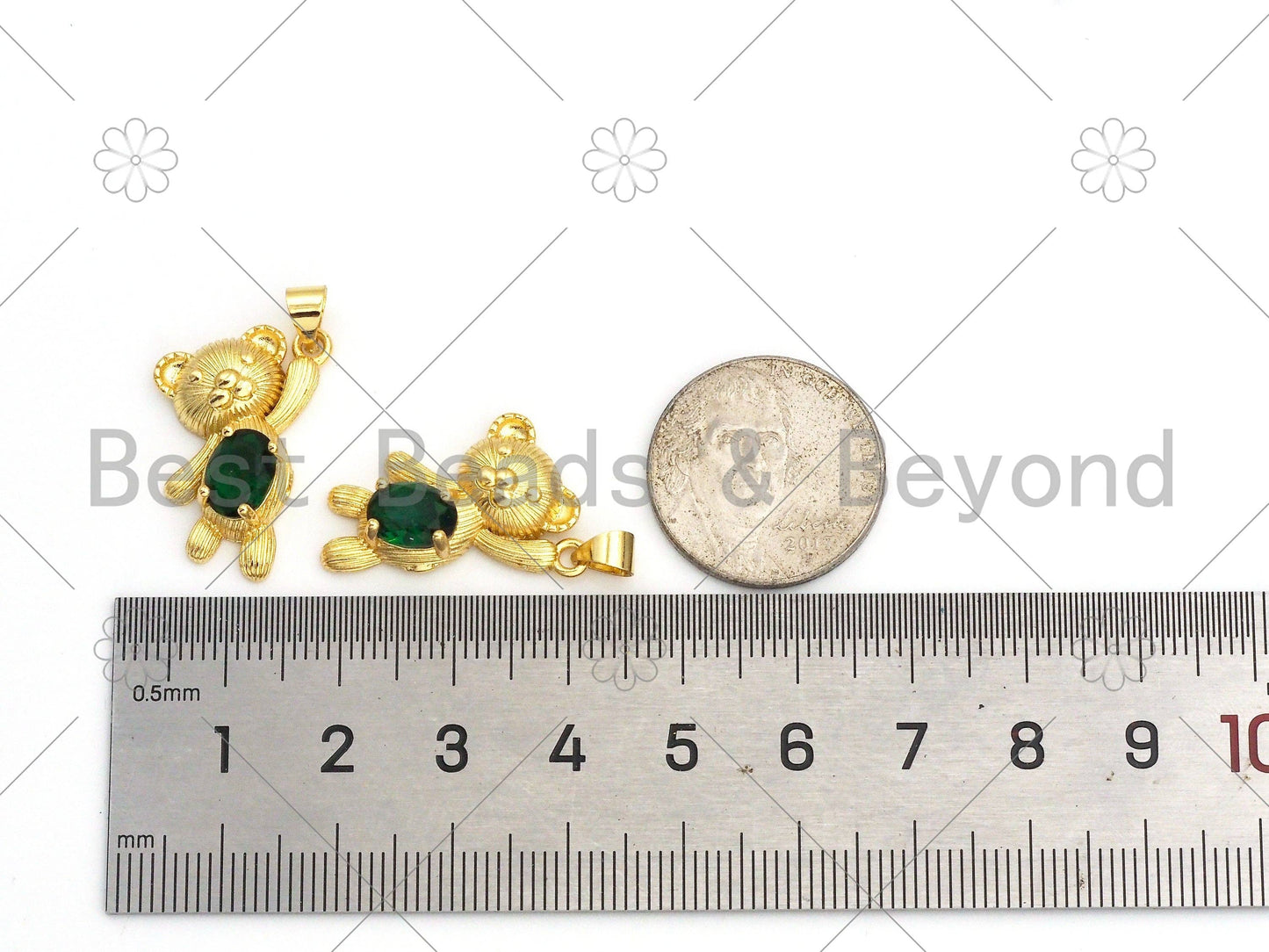 Big Green CZ Micro Pave Cute Bear Shape Pendant, 18K Gold Filled Bear Charm,Big CZ Pave Pendant,Necklace Bracelet Pendant,16x24mm, Sku#LK371