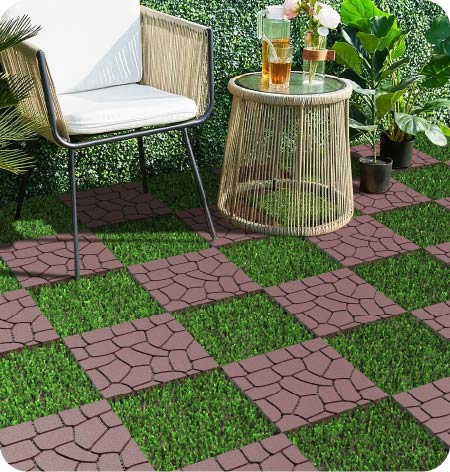 12" Stone Texture Patio Deck Tiles