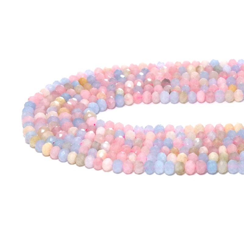 Genuine Morganite Rondelle Faceted Beads, 4x6mm, Sku#U1511