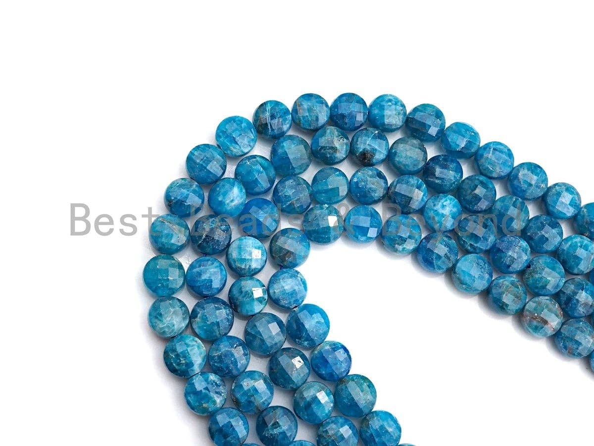 High Quality Natural Apatite Checkerboard Cut Coin Shape beads, 8mm/10mm Turtle Shell Cut Apatite Beads, 16" Full strand, sku#UA48