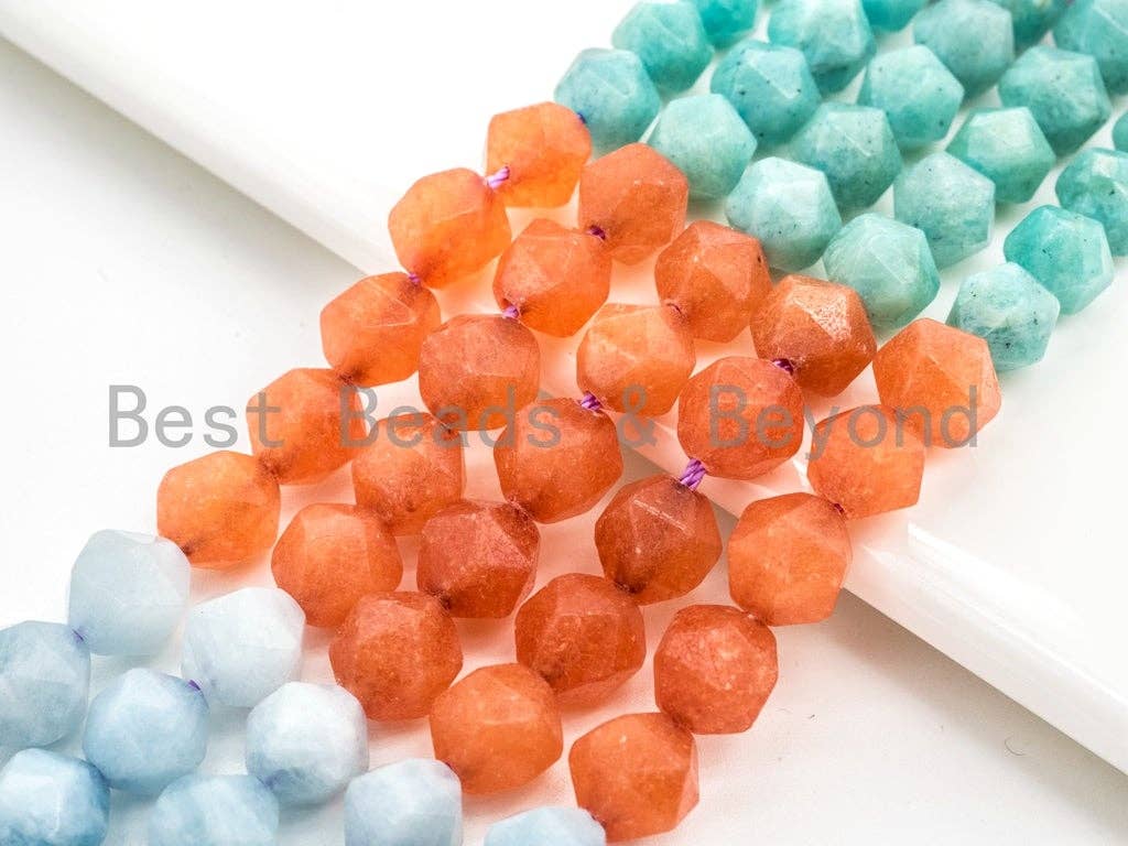 Diamond Cut Mixed Natural Amethyst Aquamarine Jade Amazonite Gemstone Beads, 6mm/8mm/10mm Faceted, Gemstone Beads, 15.5inch strand, SKU#U98