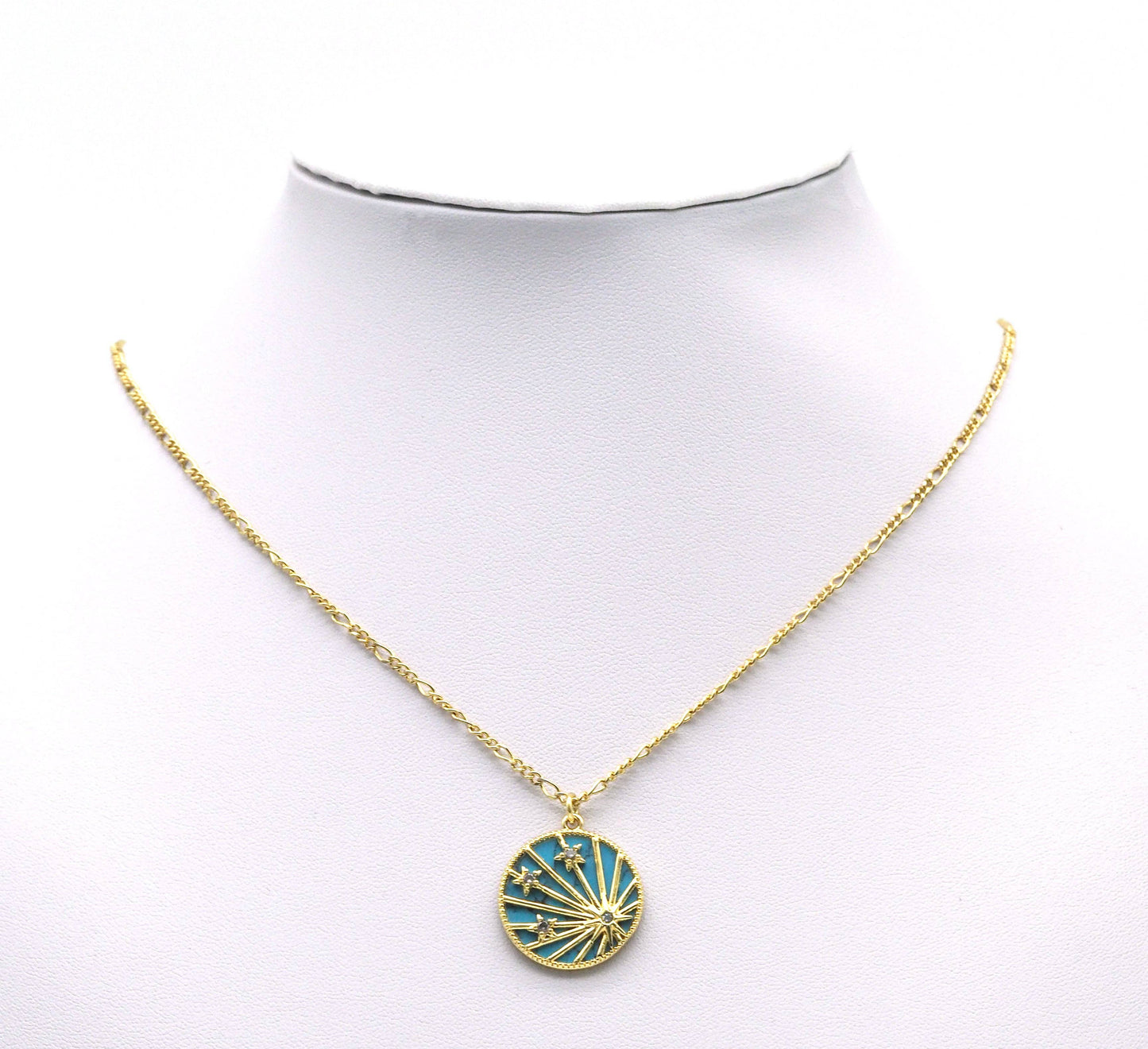 CZ Celebration Star Mop Turquoise Coin Charm, Sku#F1507