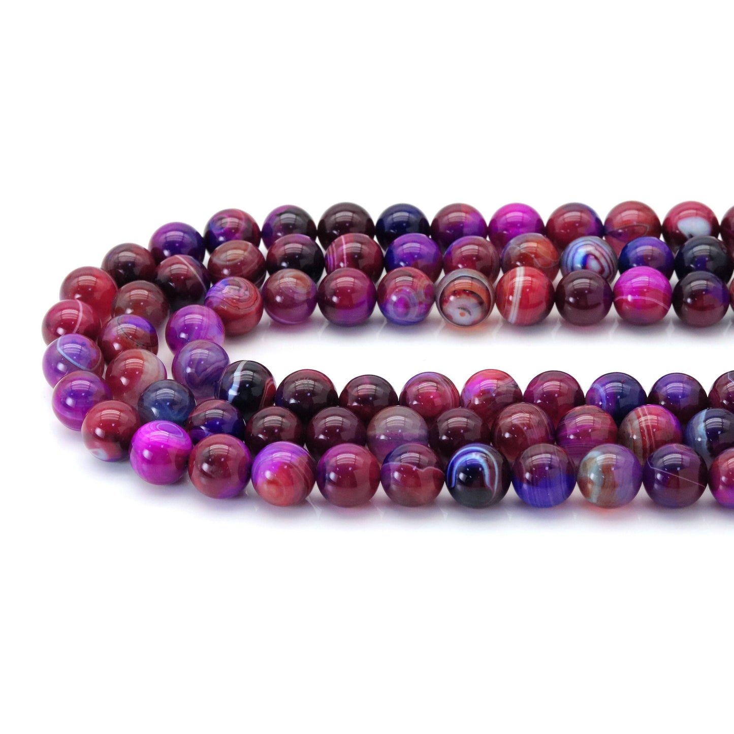 14mm Purple Blue Red Banded Agate Round Beads, Sku#U1793