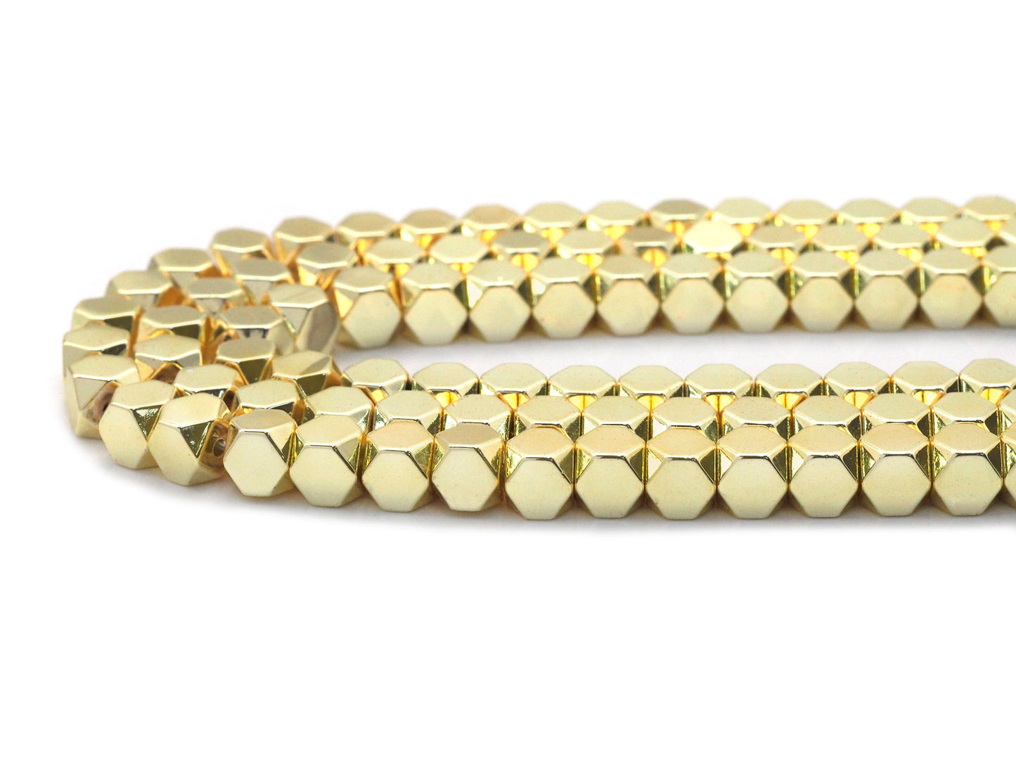 Natural Light Gold Hematite Cube Smooth Beads, Sku#S147