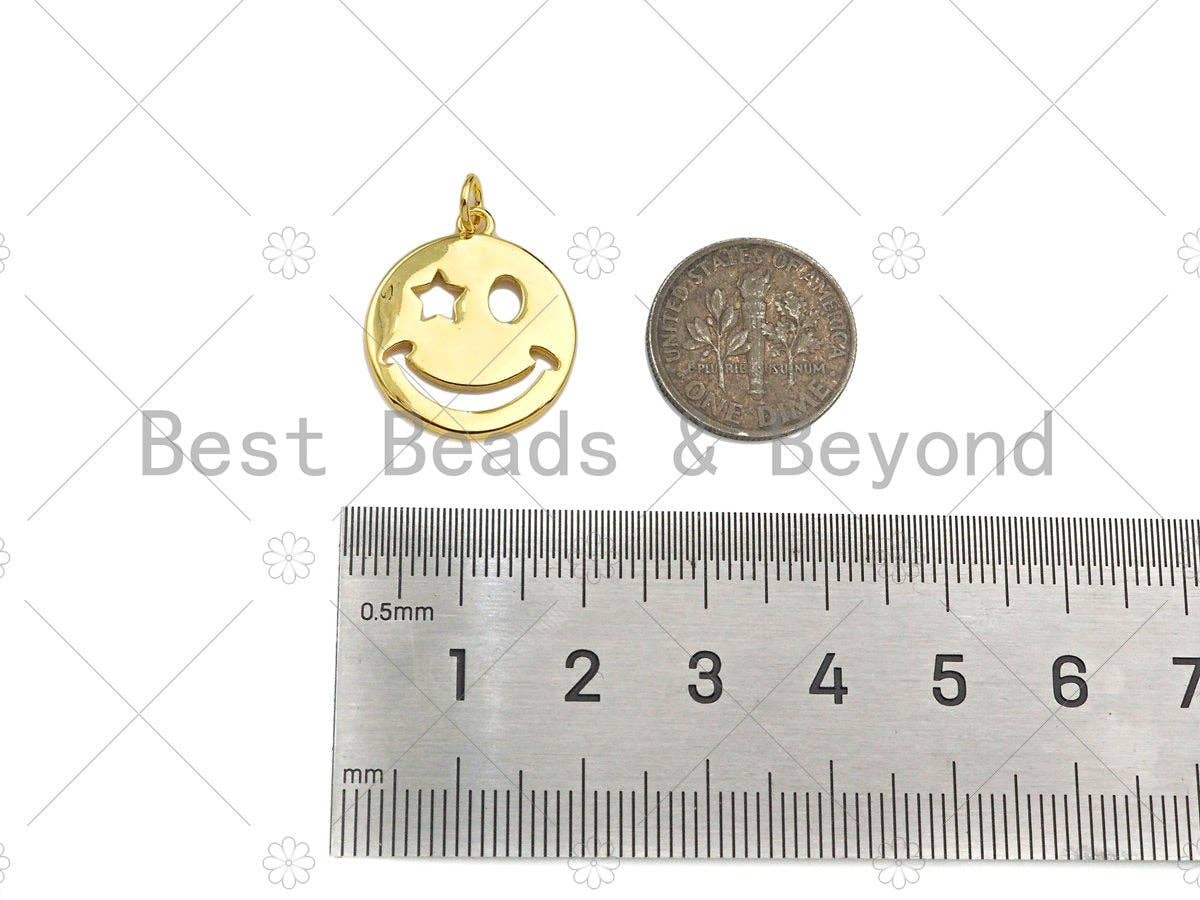 Dainty Gold/Silver Smiley Cute Face Shape Pendant/Charm, Smiley Face Medallion Charm,Necklace Bracelet Charm Pendant,20x18mm, Sku#LK241