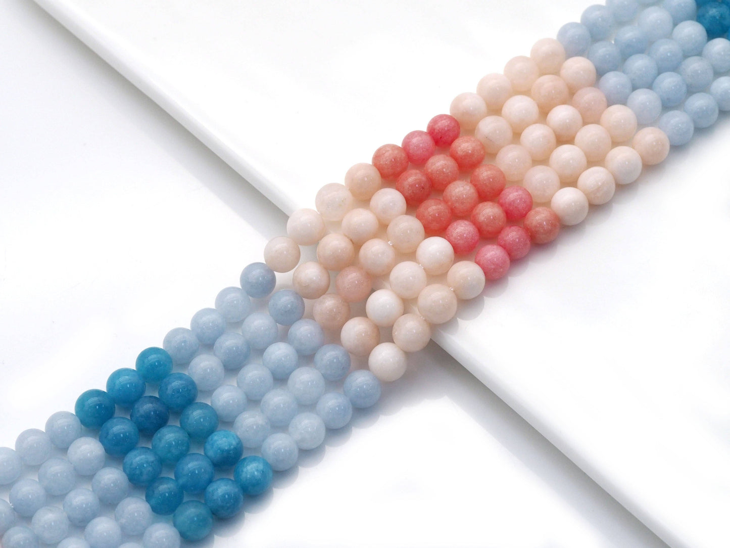 Mixed Color Jade Round Smooth Beads, Sku#U1429