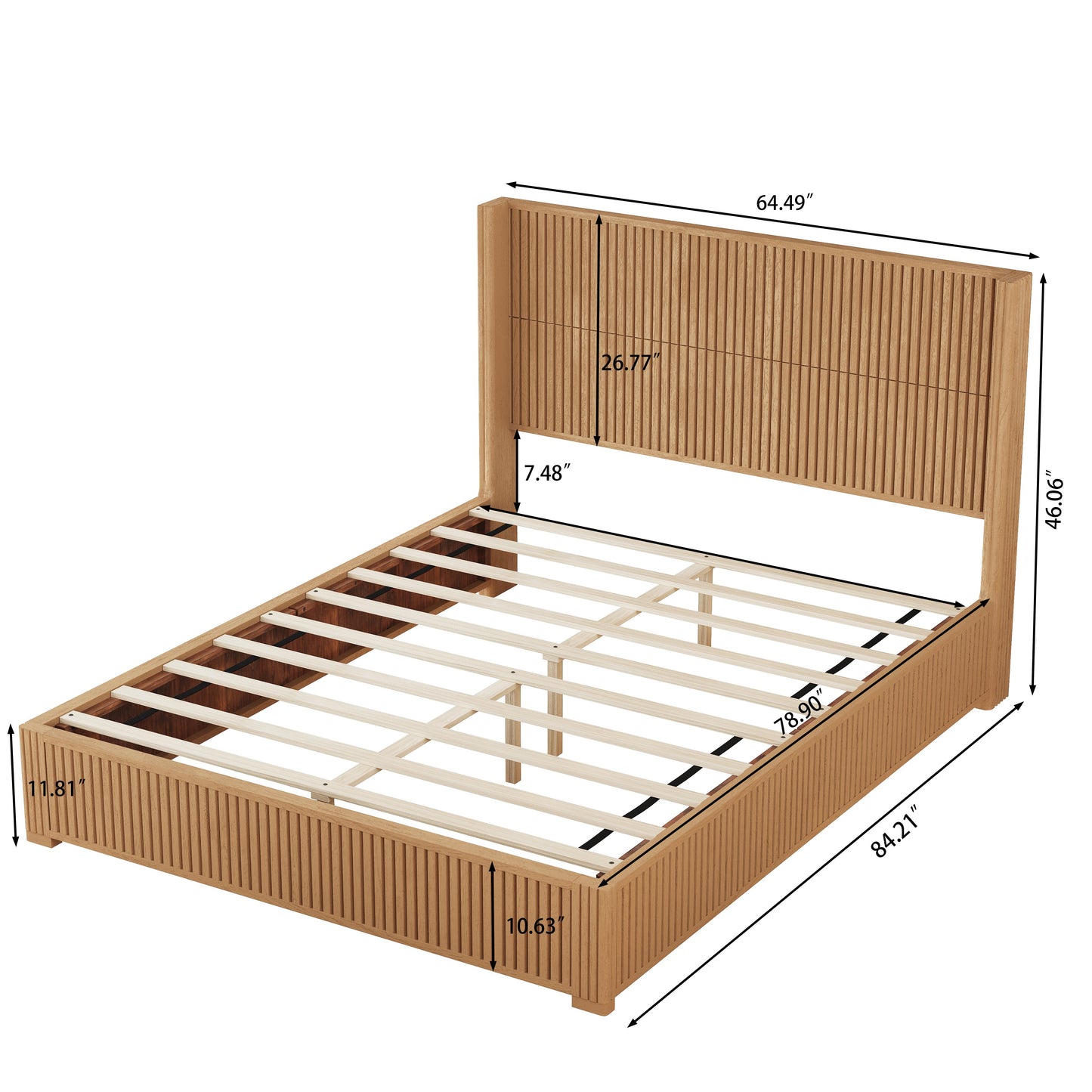 Solid Wood Platform Bed Frame with Headboard