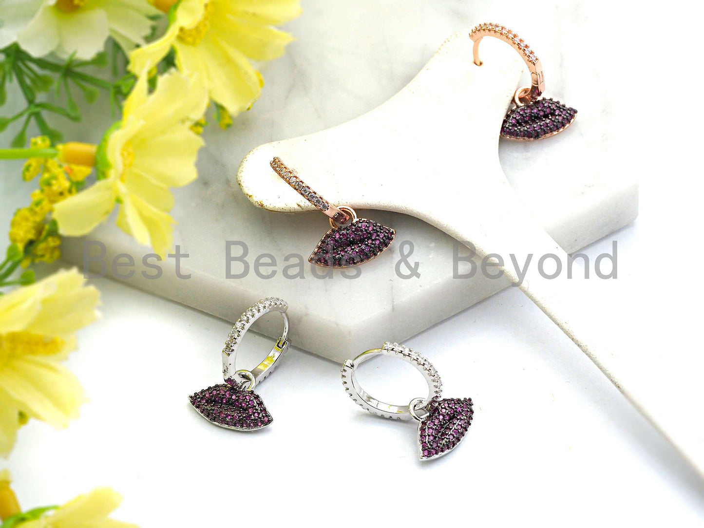 CZ Lips Earrings, Sku#J56