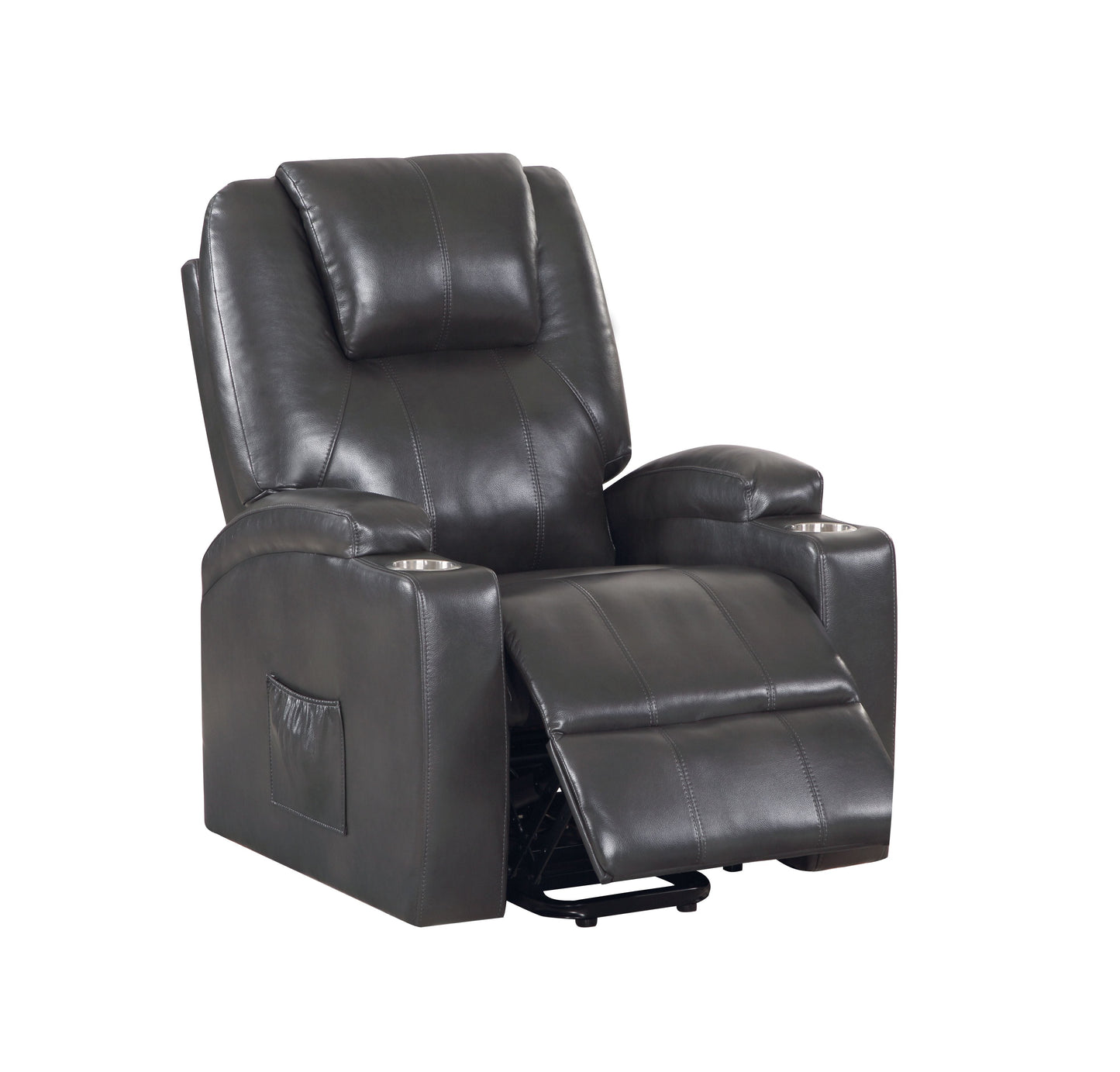 Gunmetal Leather Aire Recliner with Power Lift & Massage