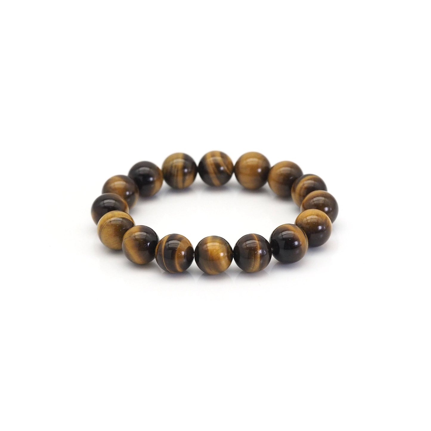 AAA Yellow Tiger Eye Round Smooth Stretchy Bracelet, Sku#EF403