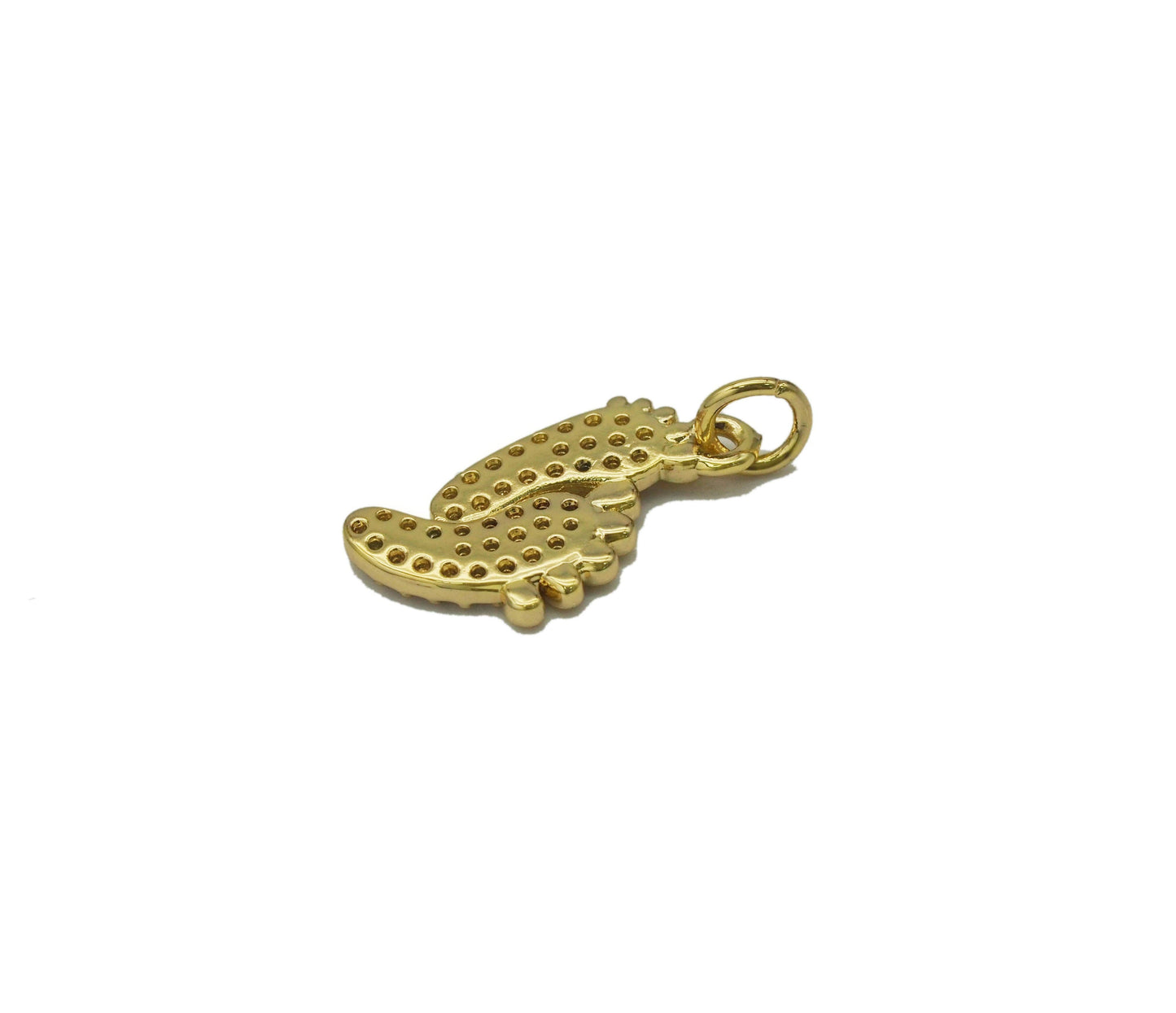 CZ Pave Baby Feet Charm, Sku#LK666