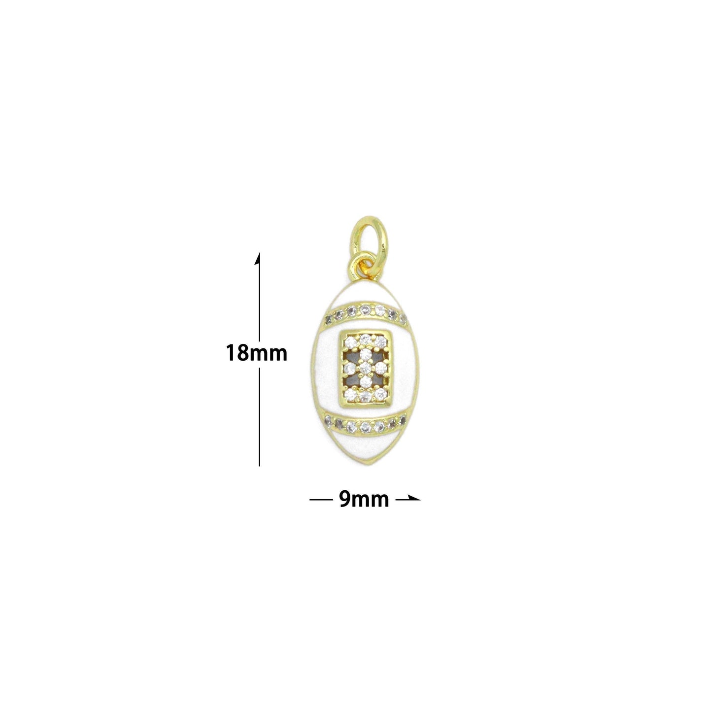 CZ White Enamel Baseball Charm Pendant, Sku#LK1162