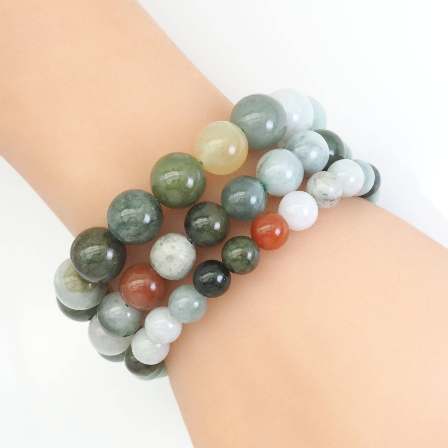 Genuine Burma Jade Round Smooth Stretchy Bracelet, Sku#EF444
