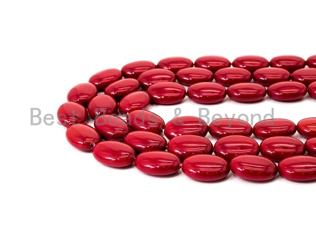 Red Natural Mother of Pearl beads,13x18x7mm Pearl Flat Oval beads, Loose Oval Smooth Pearl Shell Beads, 16inch strand, SKU#T82