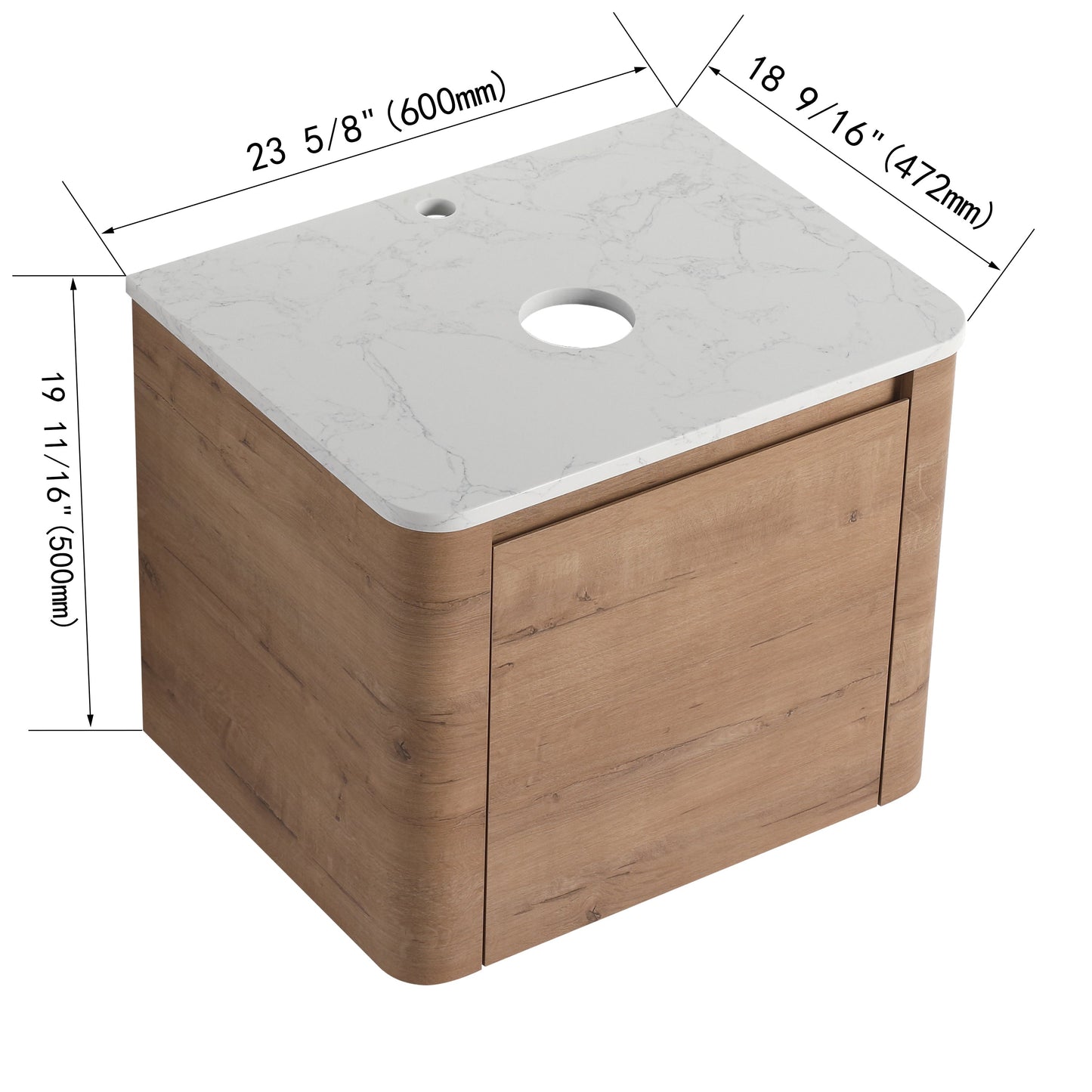 24" Wall-Mounted Bathroom Vanity & 1-Soft-Close Door