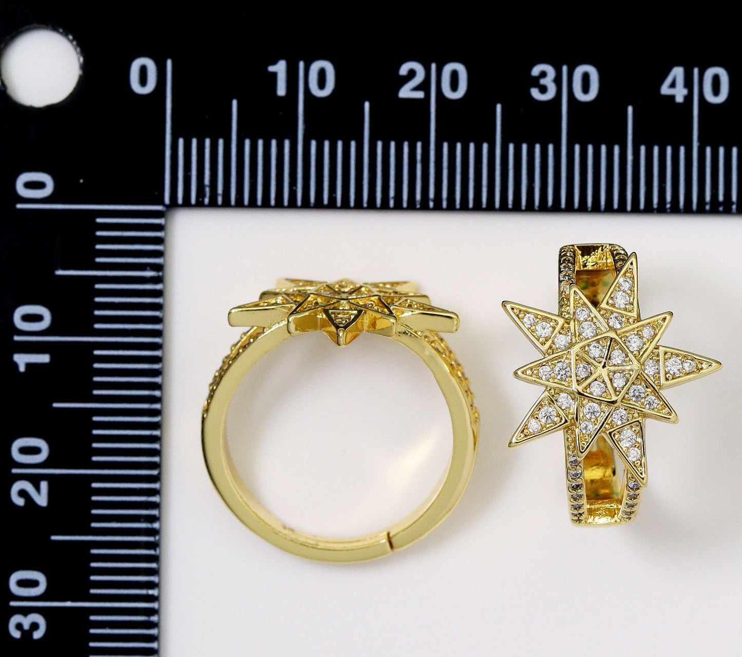 CZ Pave Star Band Ring, Sku#LK748