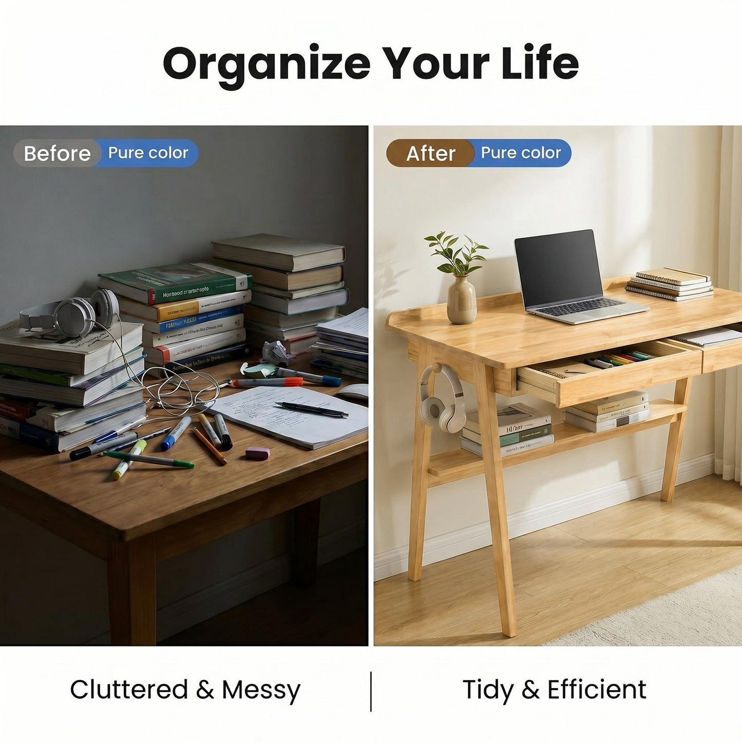 Solid Wood Writing Desk for Home Office