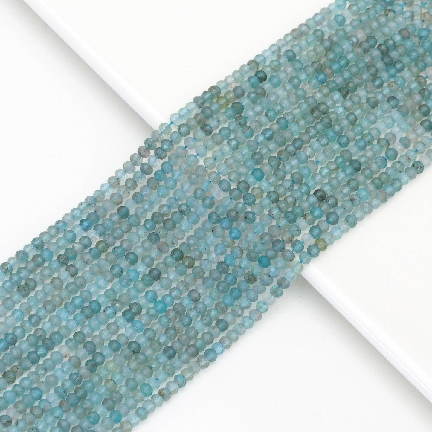 Genuine Blue Apatite Faceted Rondelle Beads, Sku#U1684