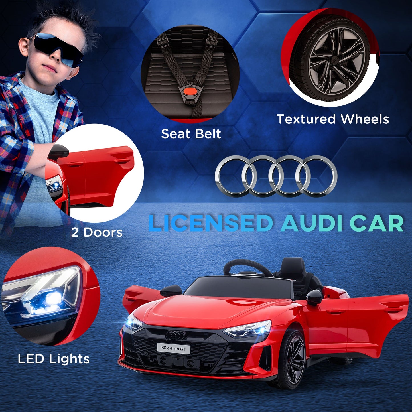 Aosom Kids Ride-On Car - Licensed Audi RS E-tron GT