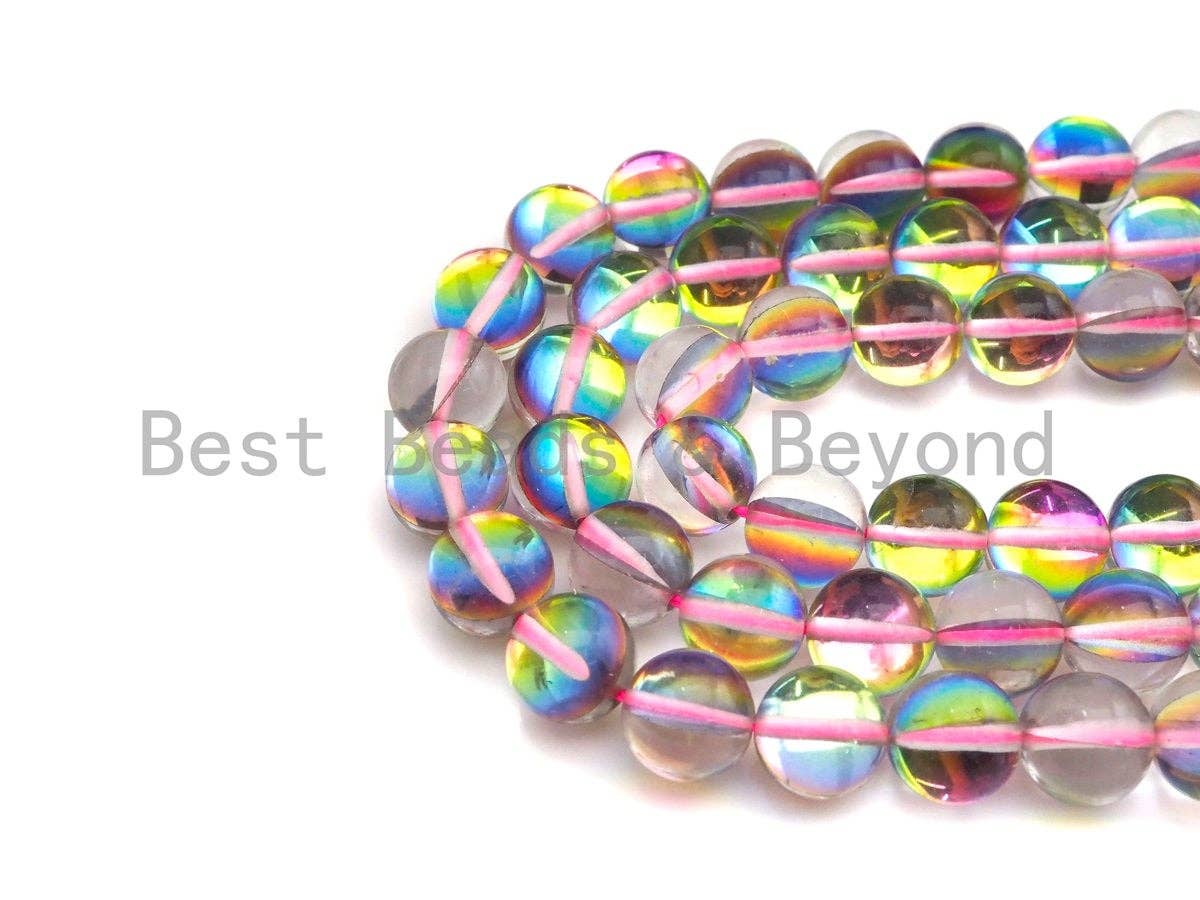 Aura Pinkish Rainbow Spectrolite Quartz, 8mm/10mm Round beads, sku#U599C
