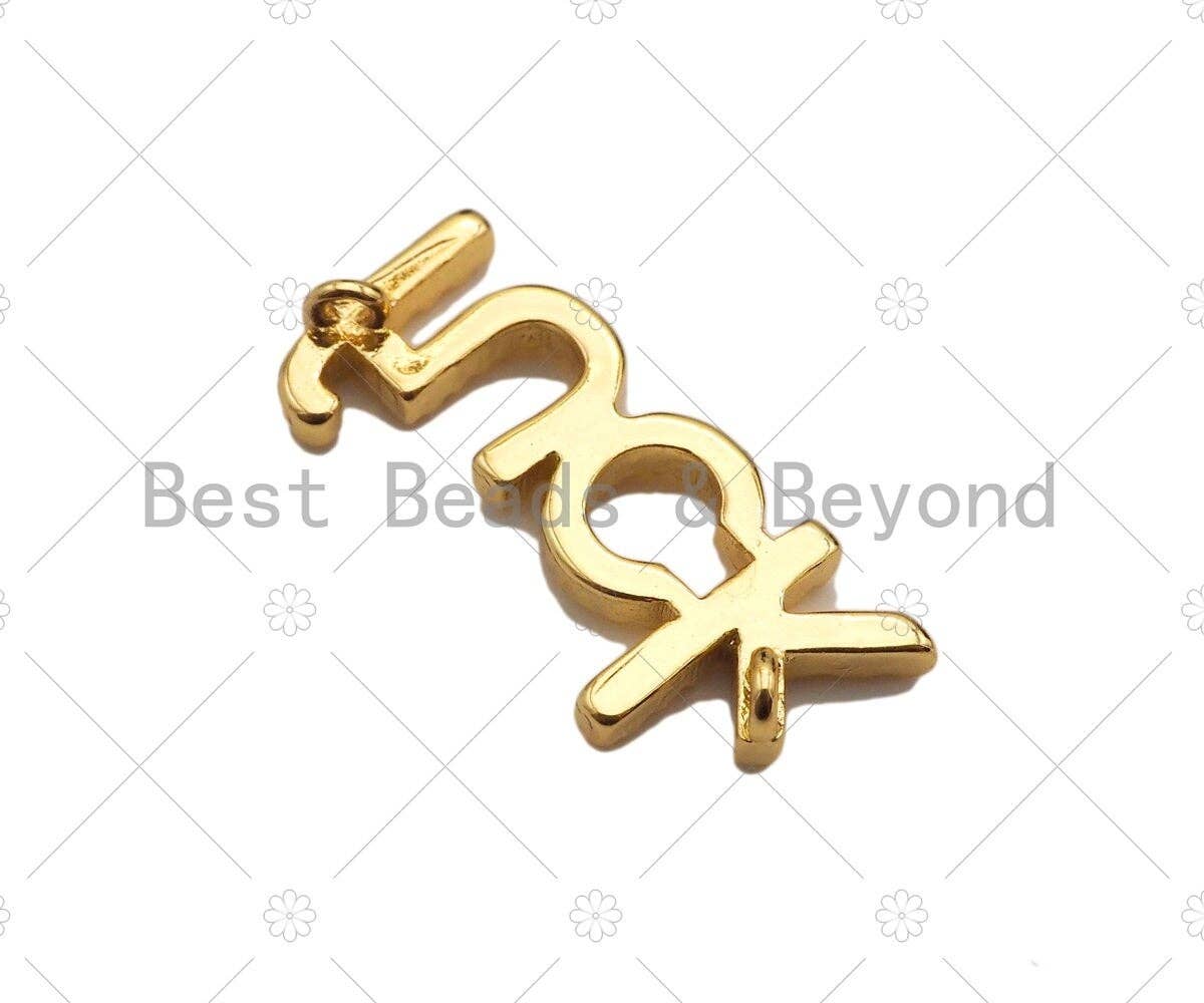 CZ Micro Pave FUCK Word Pendant/Charm,Cubic Zirconia Fuck Charm, 9x20mm, Sku#L472